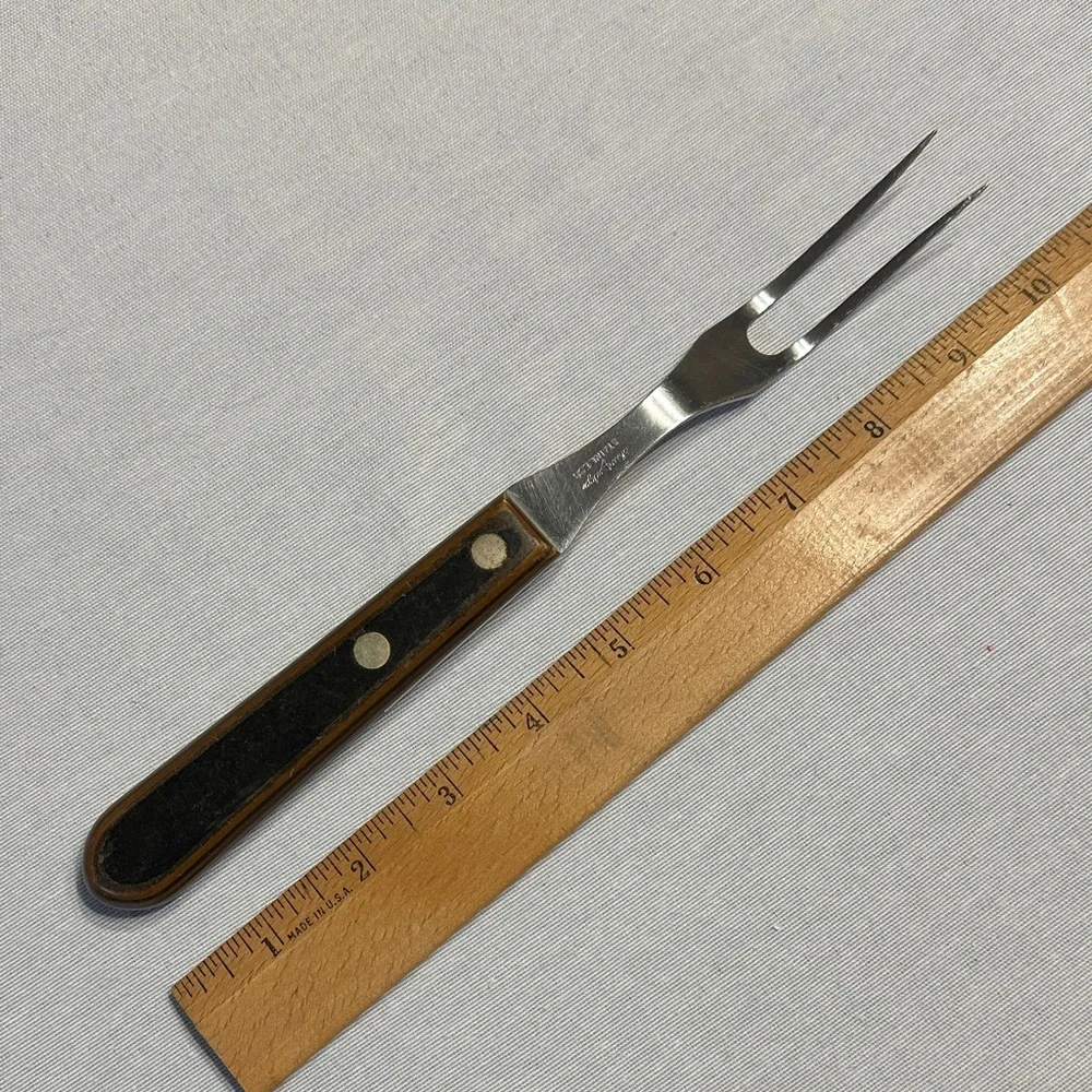 Vintage, Shur-Edge, Stainless Steel Meat Fork with Wood Handle